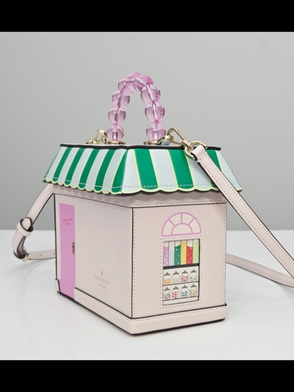 kate spade pink, green & white house-shaped crossbody bag